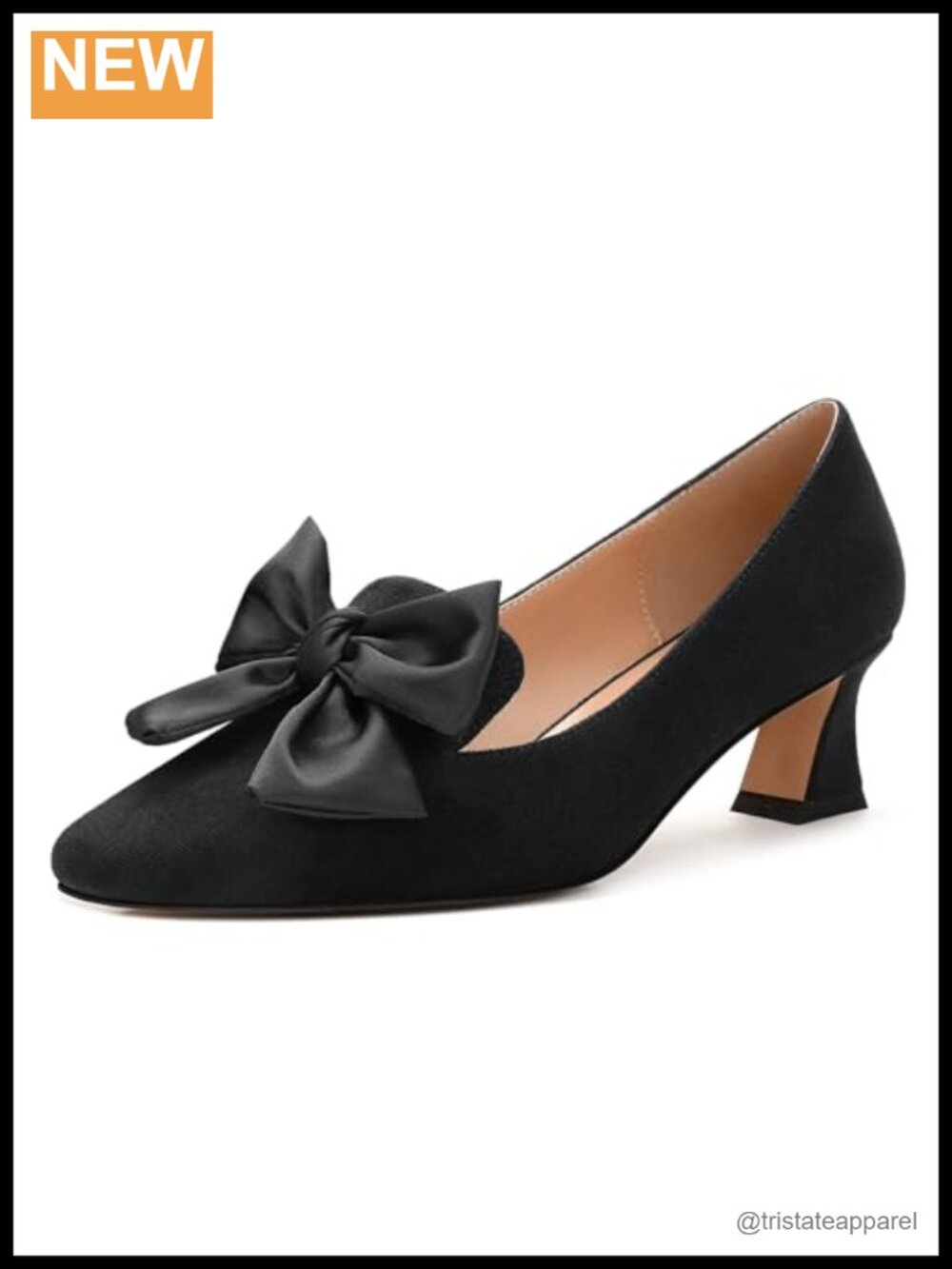 Womens Suede Square Toe Kitten Heel Slip On Pumps